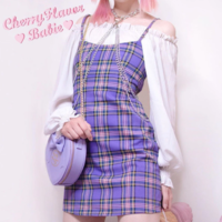 PURPLE PLAID MIDI DRESS  - Thumbnail 2