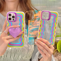 Laser Rainbow iPhone Case With Heart Bracket(iPhone7-iPhone13) - Thumbnail 1