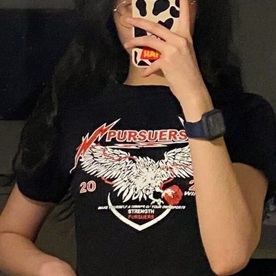 Pursuers eagle black crop top