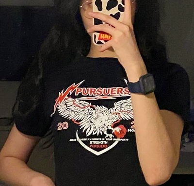 PURSUERS EAGLE BLACK CROP TOP