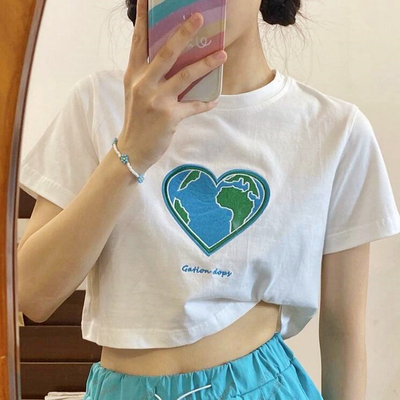 HEART OF THE EARTH EMBROIDERY CROP TOP