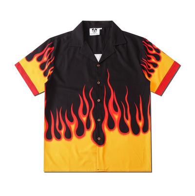 Fire Flame Short Sleeve Blouse Shirts