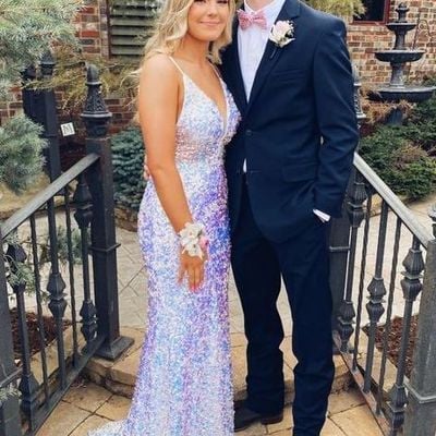 Sp2099,sparkly mermaid sequined white v neck spaghetti straps backless long prom dresses