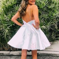 SP2103,Glitter A-line Shiny White Sequins Short Homecoming Dress - Thumbnail 1