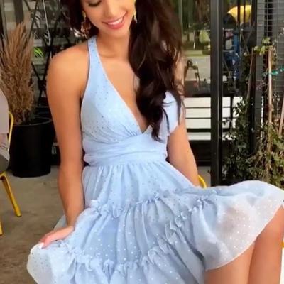Sp2106,baby blue chiffon homecoming dresses,v-neck short graduation dress