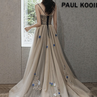 Stylish tulle lace long prom dress A line evening dress - Thumbnail 2