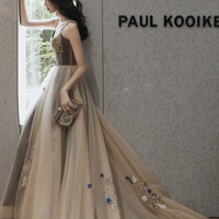 Stylish tulle lace long prom dress A line evening dress - Thumbnail 5