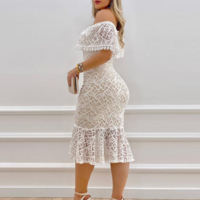 Sexy White Lace One-Shoulder Dress - Thumbnail 1