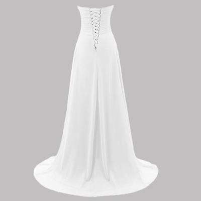 Charming V-Neck Wedding Dress Bridal Gown Court Train Sweetheart Rhinestone A-Line Floor Length Chiffon Wedding Dress with Lace Up Back,855