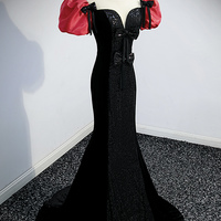 Black sequins long prom dress mermaid evening dress - Thumbnail 1