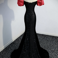 Black sequins long prom dress mermaid evening dress - Thumbnail 2