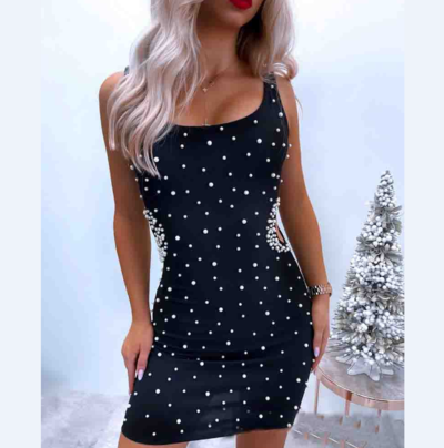 Women Black Sling Sleeveless Bubble Dress