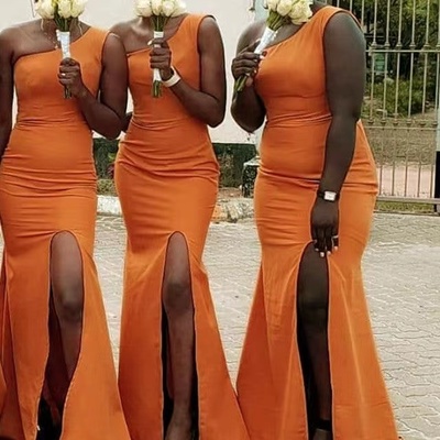 One shoulder bridesmaid dresses high slit - Thumbnail 3