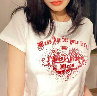 Mess Age for Your Life Rose Flower Printed Top