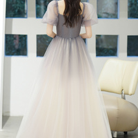 Cute tulle beads long prom dress  A line evening dress - Thumbnail 6