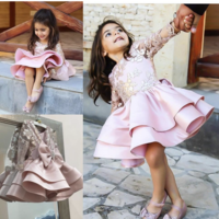 Cute Short Kid's Dresses Flower Girl Dresses with Lace Appliques - Thumbnail 1