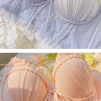 Sweet Soft Angel Moonlight Lace Ribbon Bow Lingerie Bra Panties Lingerie Set - Thumbnail 8