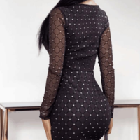 V-Neck Long Sleeve Women'S Skinny Dress - Thumbnail 2