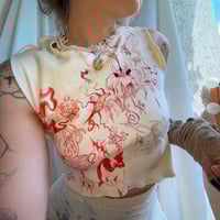 Red Floral Printed Sleeveless Vest - Thumbnail 3