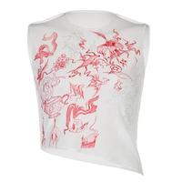 Red Floral Printed Sleeveless Vest - Thumbnail 4