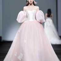 Pink tulle lace long ball gown dress princess dress - Thumbnail 2