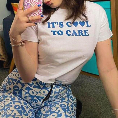 It's cool to care white tee