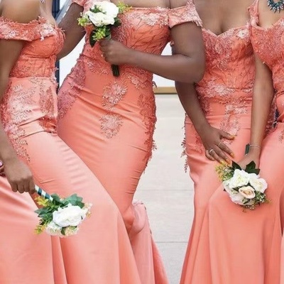 Bridesmaid dresses mermaid off shoulder with lace - Thumbnail 2