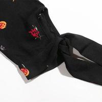 Vintage Square Collar Fruit Full Print Lace up Blouse Shirts - Thumbnail 5