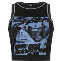 Goth Face Print Sleeveless Vest - Thumbnail 2