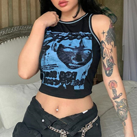 Goth Face Print Sleeveless Vest - Thumbnail 3