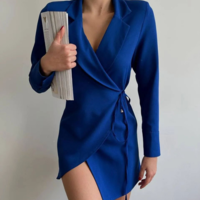 V-Neck Fashion Sexy Long-Sleeve Dress - Thumbnail 2