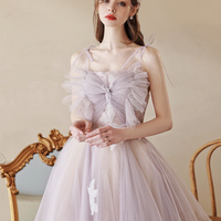 Pink tulle lace long prom dress pink evening dress - Thumbnail 1