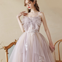 Pink tulle lace long prom dress pink evening dress - Thumbnail 2
