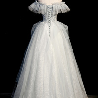 Light green tulle sequins long prom dress evening dress - Thumbnail 3