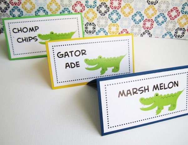 Alligator Food Tent Cards or Place Cards, Personalized