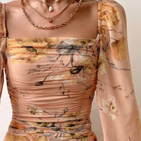 Casual Long Sleeve Print Dress - Thumbnail 1