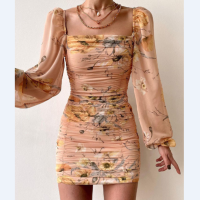 Casual long sleeve print dress