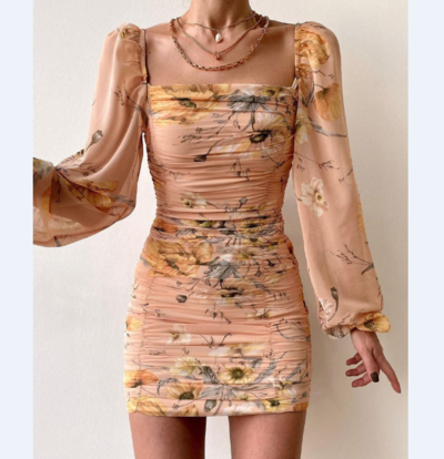 Casual Long Sleeve Print Dress