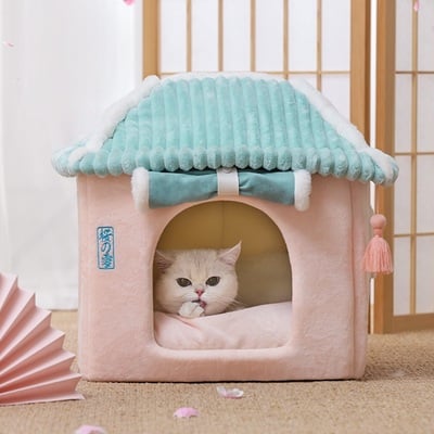 Japanese sakura snow wind four seasons villa cats dogs pets beds nests