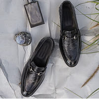 Handmade Men's Ostrich Casual Shoes, Ostrich Print Leather Shoes - Thumbnail 1