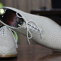 Handmade Python Texture Leather Whole Cut Shoes , Dress Formal Shoes, Green Two Tone Shoes - Thumbnail 2