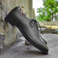 Handmade Python Texture Leather Whole Cut Shoes , Dress Formal Shoes, Green Two Tone Shoes - Thumbnail 5