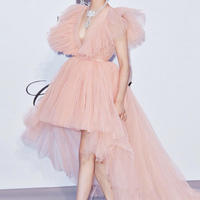 Pink tulle high low prom dress pink evening dress - Thumbnail 2