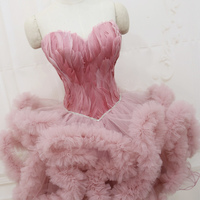 Pink tulle short prom dress cocktail dress - Thumbnail 2