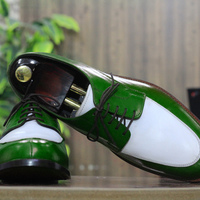 Handmade White & Black Round Toe Leather Lace Up Shoes For Men's  - Thumbnail 3