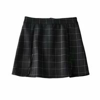 Black Grid Plaid Tight Skirt - Thumbnail 4