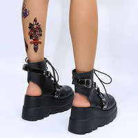 Gothic cutout wedge sandals  - 2colors - Thumbnail 2