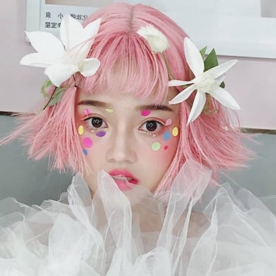 Pink air bangs short wigs