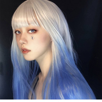 jk blue and white gradient wigs - Thumbnail 4