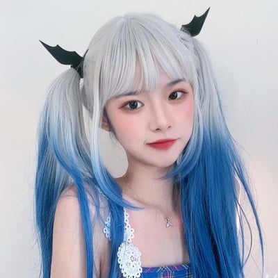 Jk blue and white gradient wigs